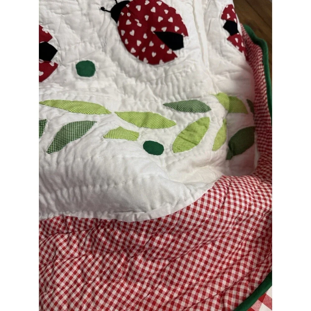 LAST ONE VTG Brittanica Ladybug 3 Piece Twin Set Bedspread Sham Valance